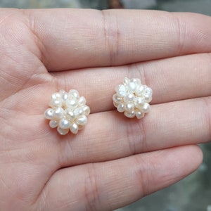 2 Natural freshwater pearl ball cluster 12-17mm white/ pink lavender/ peach beads, AA