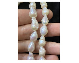 Orecchini Pendenti In Perle D'acqua Dolce Biwa Naturali &ndash; Barocco Bianco 12x26mm &ndash; Gancio Argento 925