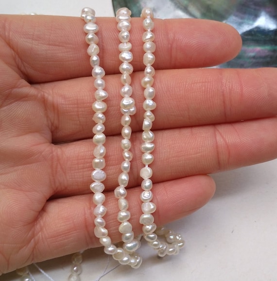 4-5mm White Small Pearls/ Freshwater Pearl Bead/ Baroque Shape