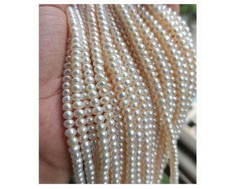 4-5mm AA Natural Tiny Freshwater Pearl Beads Rondelle/Button Shape Genuine Natural White High Luster Pearl Beads PB857