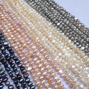4-5mm Natural Baroque Pearl Beads,High Luster Genuine Freshwater Pearls, White/Pink Lavender/ Peach/ Black Nugget Pearls, Loose PB086