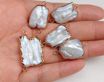 Freshwater Pearl Charm, June Birthstone Charm, White Pearl Pendant, Large Pearl Charm,Add A Dangle, Connector,Add a Dangle Real Pearl PB2089