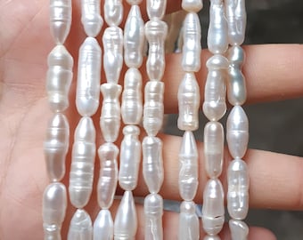 5-8x15-30mm Long stick pearls thick pearls white freshwater keshi pearl strand, AA, baroque pearl bead, good quality,  PB1067