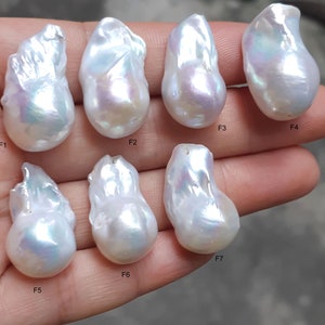 14-20x 20-35mm  AA+ Quality Huge Unique Fire Flameball Baroque Pearl Natural White Cultured Genuine Pearl Fully Drilled PB1043