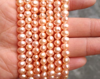 5-6mm Potato pearl/ peach pearl/ natural color pearls/ off round pearls/ PB1836