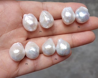 One Pair 10-15mm Beautiful Lustrous Natural Irregular Baroque Pearls, Genuine Cultured White Baroque Pearl Pairs  PB1105