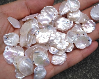 12-15mm Rare Natural White Cornflake Pearl Beads, Top Drilled Genuine Cultured Huge Large Freshwater Pearls,Raw Keishi Pearls  PB1920