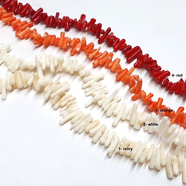 Coral Beads,Stick Coral Beads,Bamboo Coral Beads, White/Ivory/Red/Orange  Coral Beads Strand 3x15mm GB083