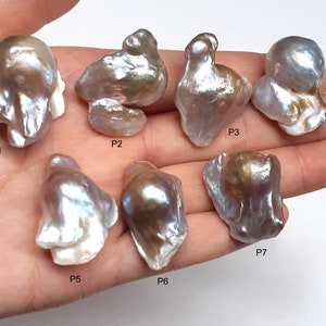 Perlas sueltas de bola de fuego grandes de 15-35 mm, perlas barrocas de color metálico para su diseño PB292