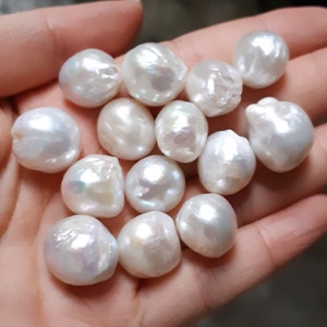 13-16mm White Freshwater Roundish Edison Pearls Undrilled PB1079