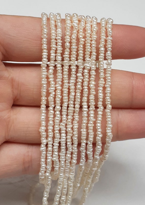 2-3mm baroque pearls, white seed pearls, Genuine freshwater pearls, small  pearl beads, jewelry supplies, 14.5