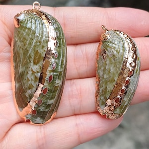 5 pendentifs coquillages plaqués or, pendentifs coquillages naturels, breloques coquillage, pour la fabrication de bijoux GB2205