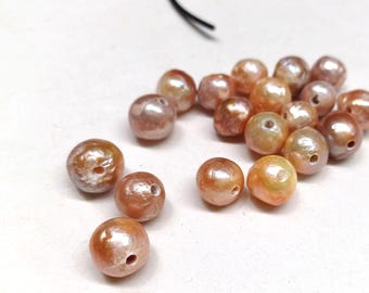 2.0mm Large Hole Pearls, Off Round  Pearls, Freshwater Pearls, 10-11mm Pearls, Big Hole Beads, Loose Pearl Beads , PB2069