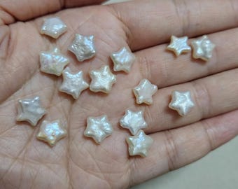 9-10mm Rare Natural White Color Five Pointed Star Pearl Beads, Undrilled/Half Drilled Lustrous Natural Freshwater Pearls