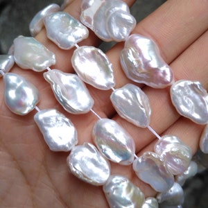 10-14x12-18mm Long keshi pearl, white irregular pearls, natural pearls, high luster, PB1859