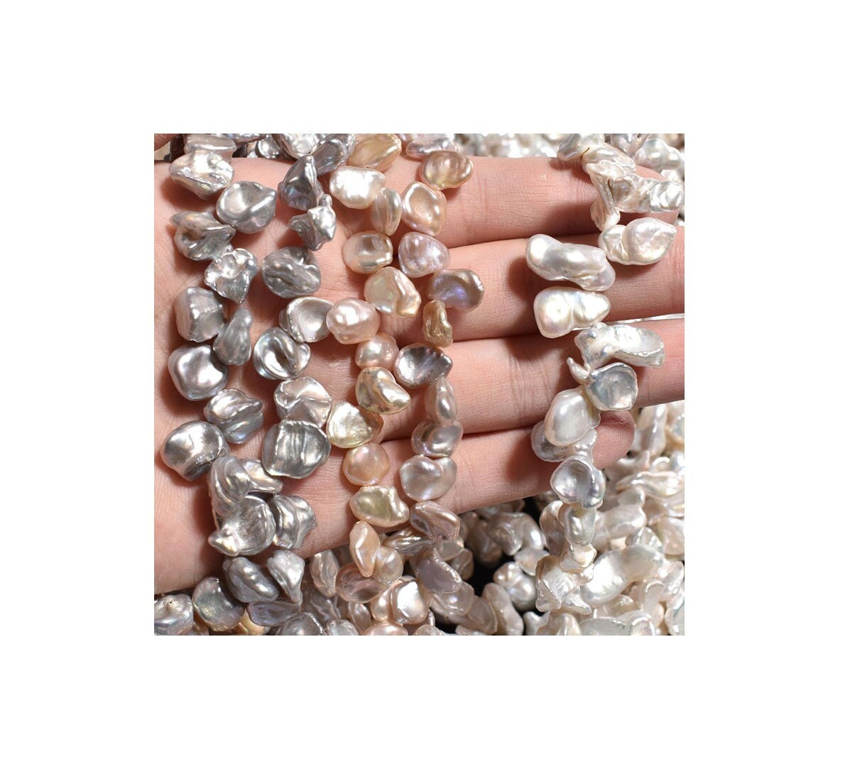 Keshi Pearls, 7-8mm Top-drilled Pearl Beads, Natural Freshwater