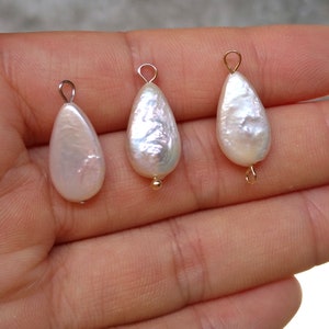 10-12x 15-20mm 14k Gold Plated Hook Baroque Drop Pearl Charm Pendants/Connector PB1453