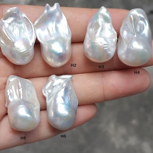 Collana con perle barocche bianche grandi da 15-25 mm, metà superiore forata, perle d&#39;acqua dolce a forma di palla di fuoco, ciondolo/orecchino di perle PB1016
