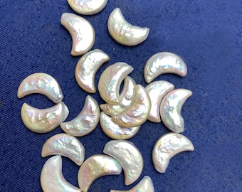 15-19mm long moon pearl, undrilled, genuine freshwater pearl, crescent moon pearl, no hole  Good Quality  PB530