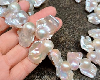 Large Pearl Beads, Top Sided Drilled, White Baroque Pearl , For Making Freshwater Pearl Pendant, Huge Pearl, High Luster, PB2260