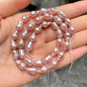 6-8mm Beautiful Lustrous AA+ Peacock Oval/Rice Pearl Beads, Genuine Cultured Freshwater Pearls, Pink Lavender Pearls  PB1594