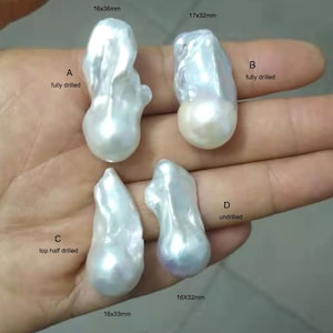 Perle super lunghe 26-37 mm, grande perla barocca bianca, enorme collana di perle palla di fiamma d’acqua dolce, perle pendente/orecchino PB1316