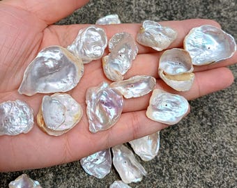 On Sale, 15-25mm Rare Natural White Cornflake Pearl Beads,    Huge Large Freshwater Pearls,Raw Keishi Pearls, Repairs PB2059