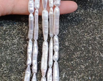 En oferta, perlas de agua dulce en forma de varilla, perlas auténticas de agua dulce, perlas extralargas en forma de varilla, perlas irregulares, perlas de 4-7 mm x 28-40 mm, perforadas PB2254