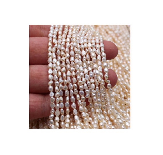 3-5mm Small Nugget Pearl Beads,White Pearl,Freshwater Pearl Beads,Loose  Pearl Strand,Seed Pearl,Natural Pearl,Luster Pearl Jewelry PB946