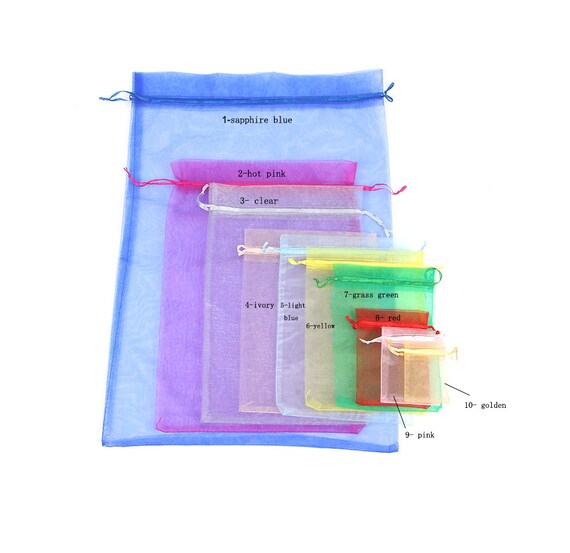 100pcs Drawstring Organza Bags Jewelry Pouches Wedding Party Favor