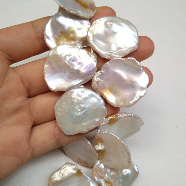 20-30mm  Keishi Pearls, AA Natural Freshwater Top Sided Drilled Petal Cornflake Pearls, Brides, PB1704