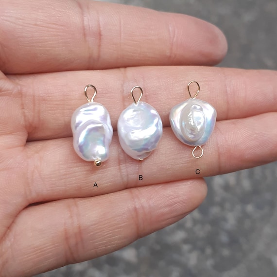 8 12mm Fresh Water Pearl Charms Baroque Pearl Charms Keshi Pearl