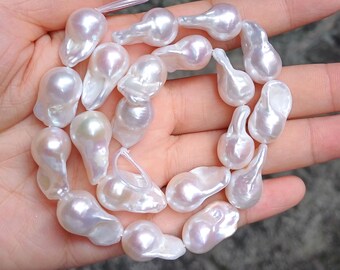 Perle barocche a forma di palla di fuoco di piccole dimensioni, qualità AA+, perle naturali coltivate, autentiche, completamente forate, perle da sposa PB1979