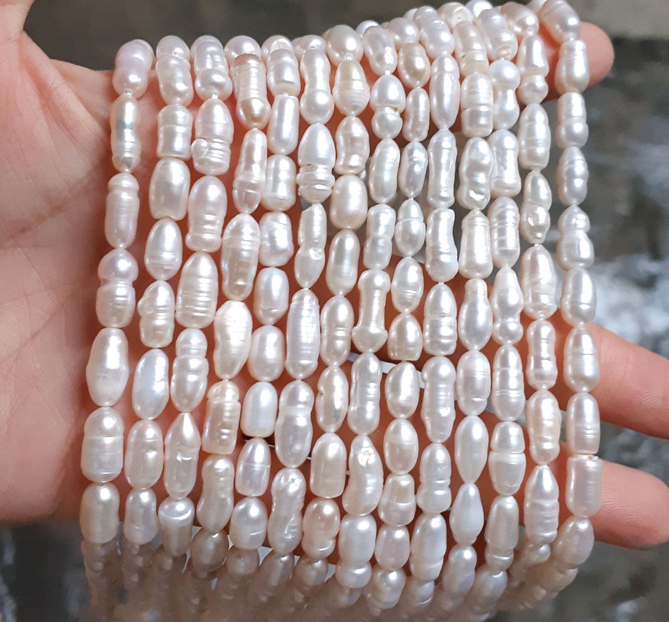 High Luster White Biwa Stick Pearl Beads,loose Irregular