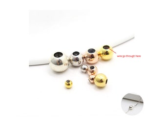 2 Sterling Silver Siliconen Spacer Ronde Kralen, Siliconen Grip Slider Stopper Kralen, Kettingstopper, 3mm, 4mm, 5mm, 6mm Metalen Kralen S925 SB108