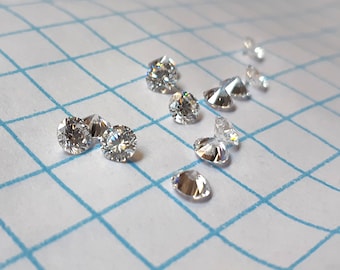 2.25mm round CZ, clear CZ, diamond cutting, loose gemstone, brilliant cut, loose CZ, wholesale gemstone, 10pcs