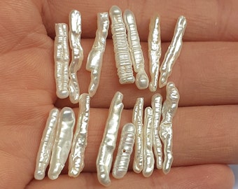 3-8x 10-30mm Perlas de palo largo, perlas barrocas sueltas, perla de agua dulce genuina, buena calidad, perlas, centro perforado PB254