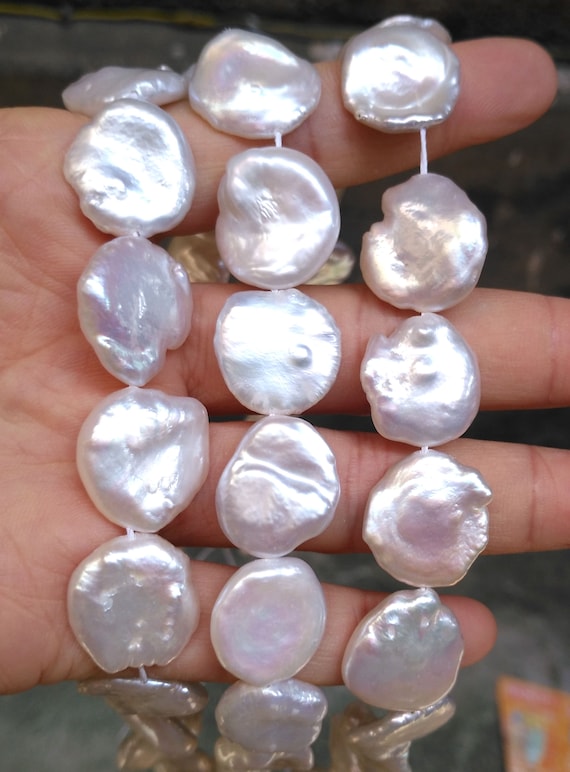Rare 15-22mm Large Keshi Pearls,white Flat Big Coin