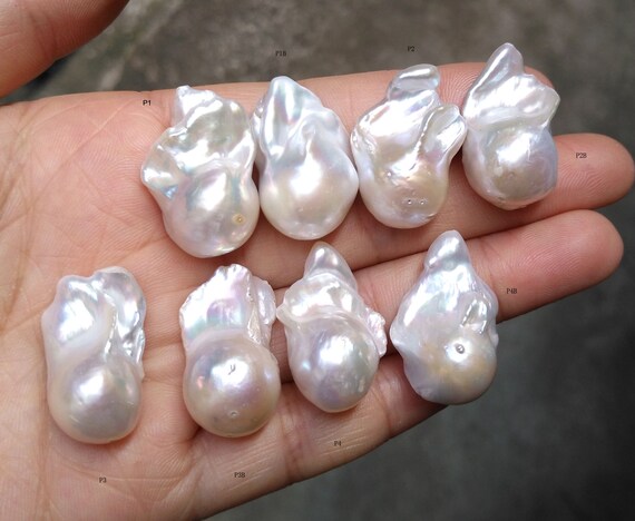 15-20x18-30mm White Flameball Pearl- Matching Pairs - Large