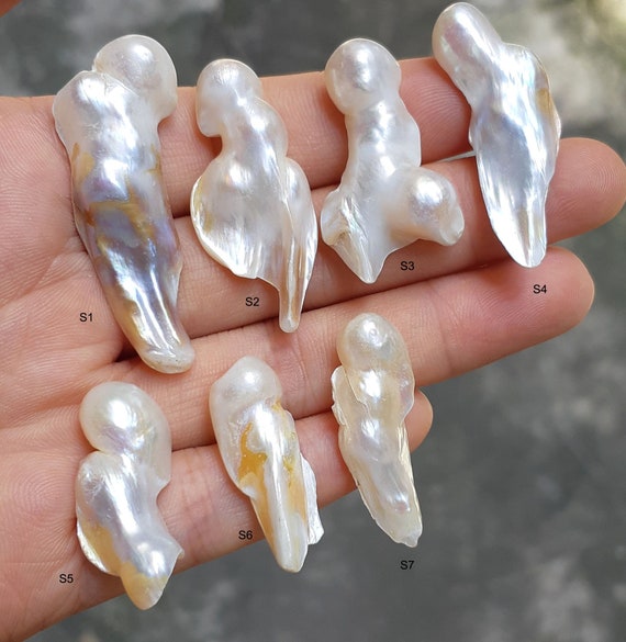 25-50mm Baroque Pearl, Long Pearl, Stick Pearls, Natural White Freshwater  Pearl, Real Cultured Pearl, Irregular Shape, High Luster PB982 