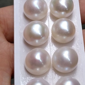12-13mm Pearl cab, large freshwater pearl, half drilled, pearl pair, PB1862