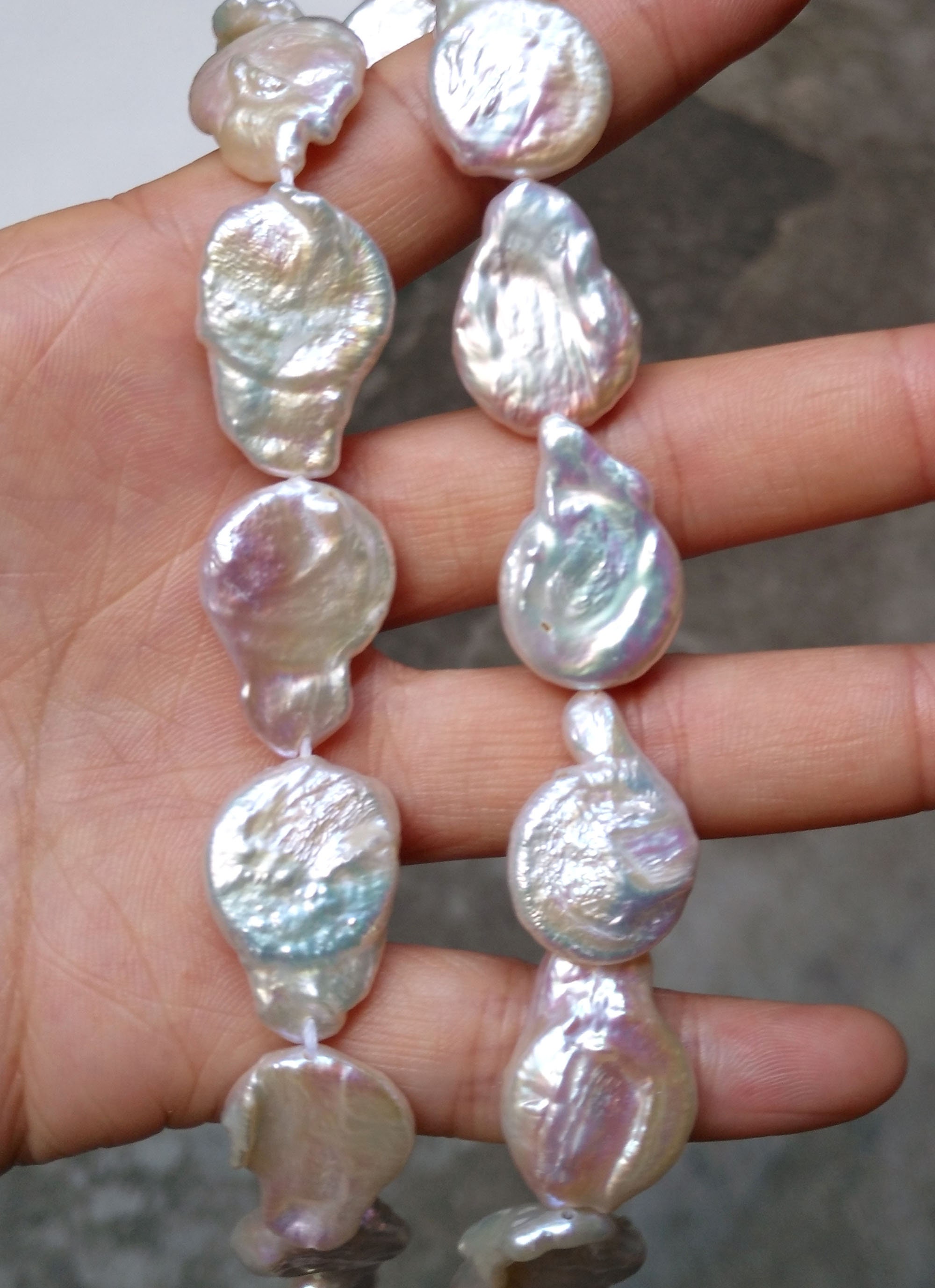Rare 16-20mm Large Keshi Pearls,white Flat Big Coin Freshwater