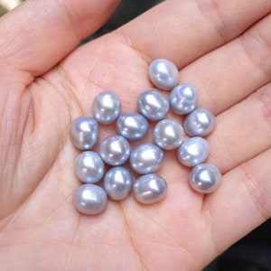 8-10mm silver pearls, no hole, silver drop pearl, natural pearls, Gray pearl, potato pearls, high luster,50g