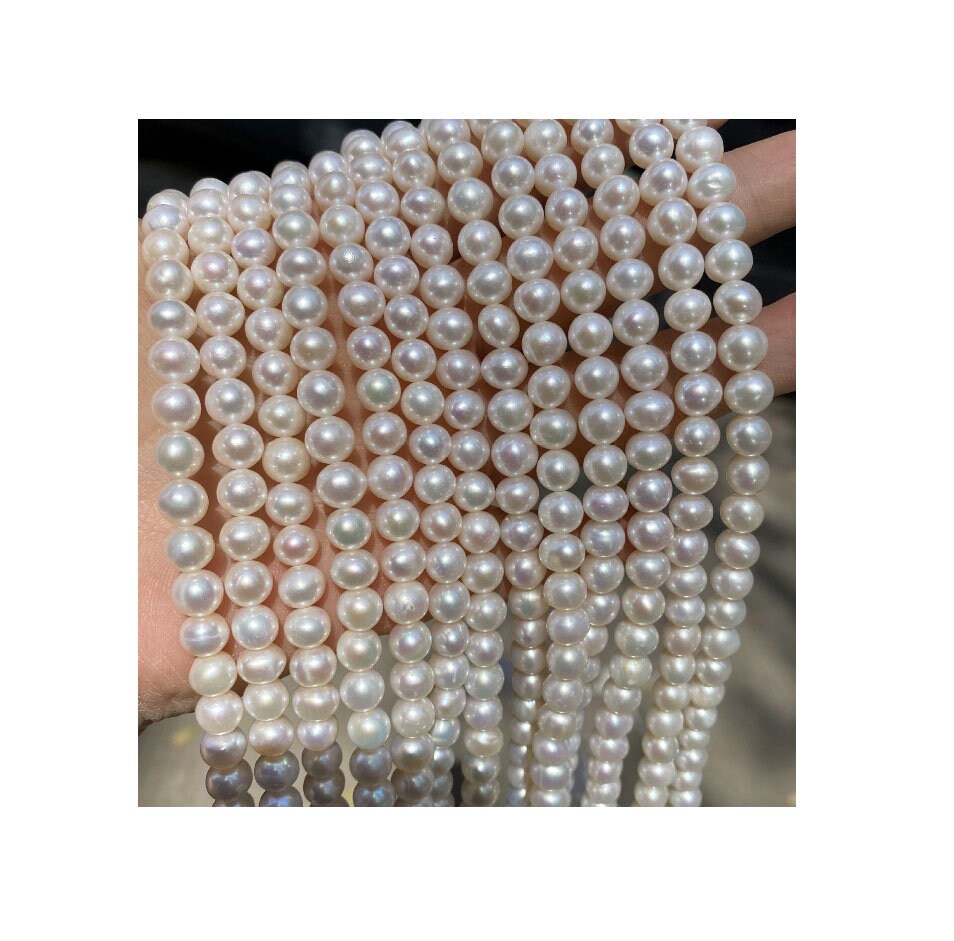 AA 7-8mm white near round freshwater pearls bead strand supply,loose pearl string wholesale in bulk PB859