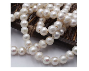 2.5mm Hole Pearl, 8-9mm Large Hole Freshwater Pearl, 14.5 Inch Strand Big Hole Beads  PB965