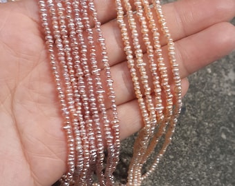 Perles de graines minuscules de couleur naturelle de bonne qualité 2-3mm, perle d'eau douce lavande rose pour la fabrication de bijoux brin complet PB1148