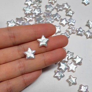 11-12mm Rare Natural White Color Five Pointed Star Pearl Beads, Undrilled/Half Drilled Lustrous Natural Freshwater Pearls PB200