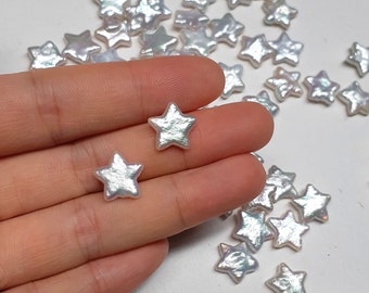 11-12mm Rare Natural White Color Five Pointed Star Pearl Beads, Undrilled/Half Drilled Lustrous Natural Freshwater Pearls PB200