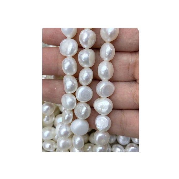 10-11mm Natural White Round Button Freshwater Pearl Beads Genuine High  Luster Smooth Shiny Freshwater Pearls PB1296