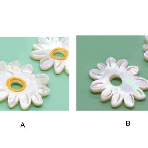 27x22mm Natural Freshwater Shells Charm, White Daisy Shell Bead, Daisy Flower Bead Grande Fleur GB590